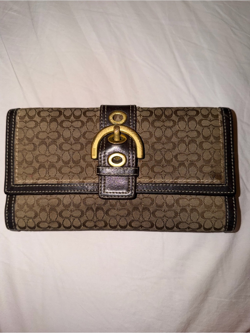 VINTAGE Y2K COACH SOHO CANVAS/LEATHER TRIFOLD CHECKBOOK WALLET